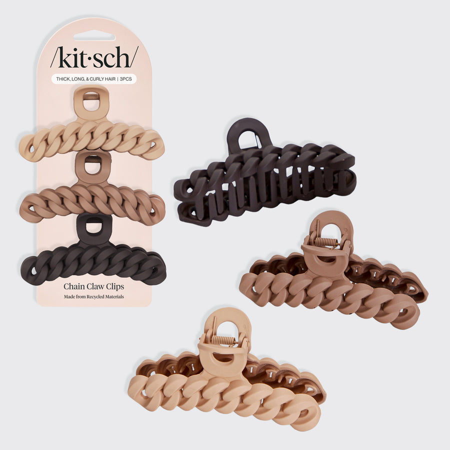 KITSCH  Eco Friendly Chain Claw Clip 3pc Set Neutral