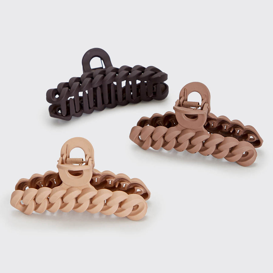 KITSCH  Eco Friendly Chain Claw Clip 3pc Set Neutral