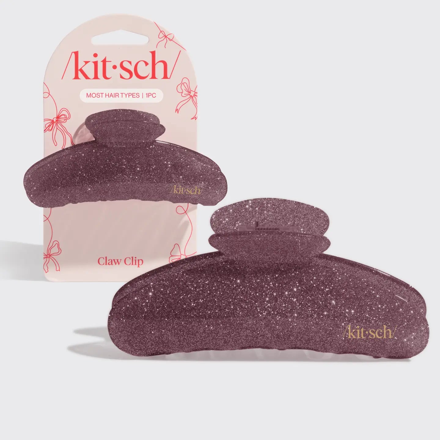 KITSCH Holiday Pink Glitter Claw Clip