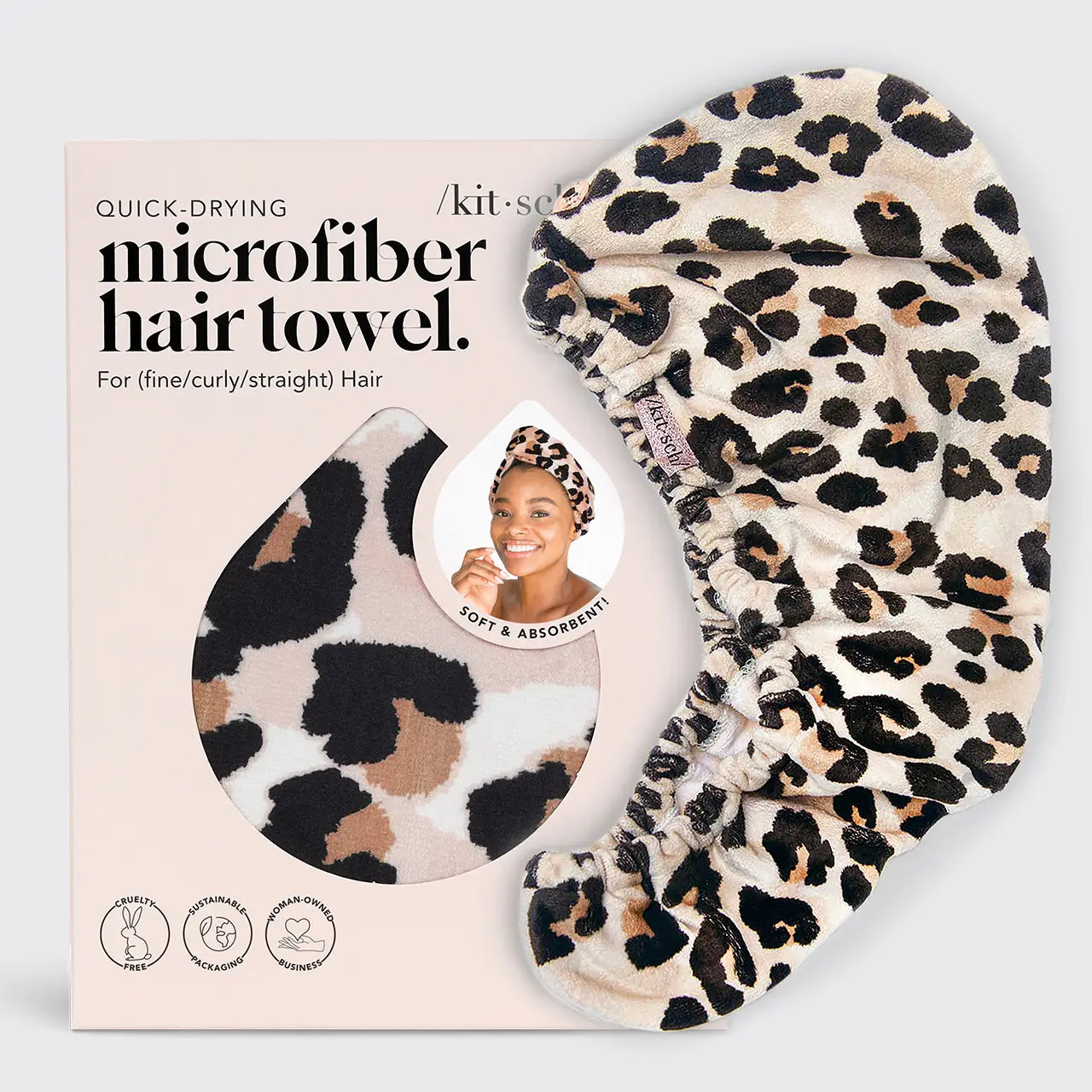 KITSCH MICROFIBER HAIR TOWEL- LEOPARD