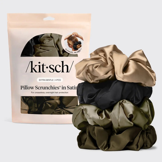 


KITSCH Pillow Scrunchies In Satin 4pc- Black