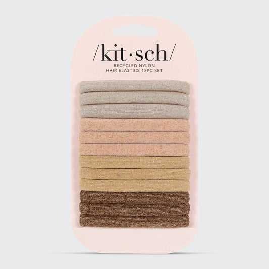 KITSCH RECYCLED GLITTER MEDIUM ELASTICS 12 PACK NEUTRAL