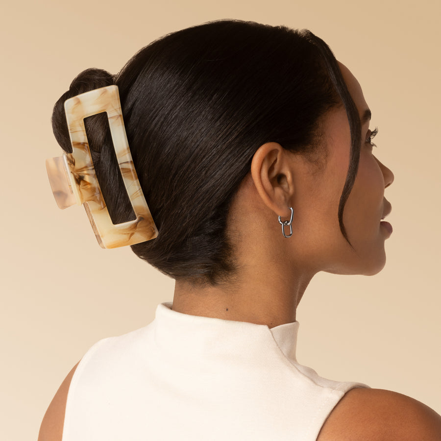 KITSCH Rectangle Claw Clip Chocolate Marble