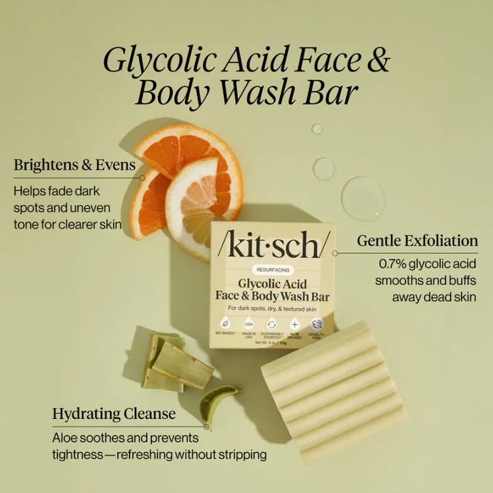 KITSCH Resurfacing Glycolic Acid Face & Body Wash Bar