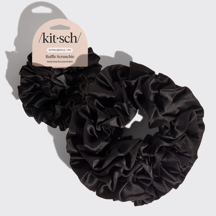 KITSCH Ruffle Scrunchie Extra Large Black