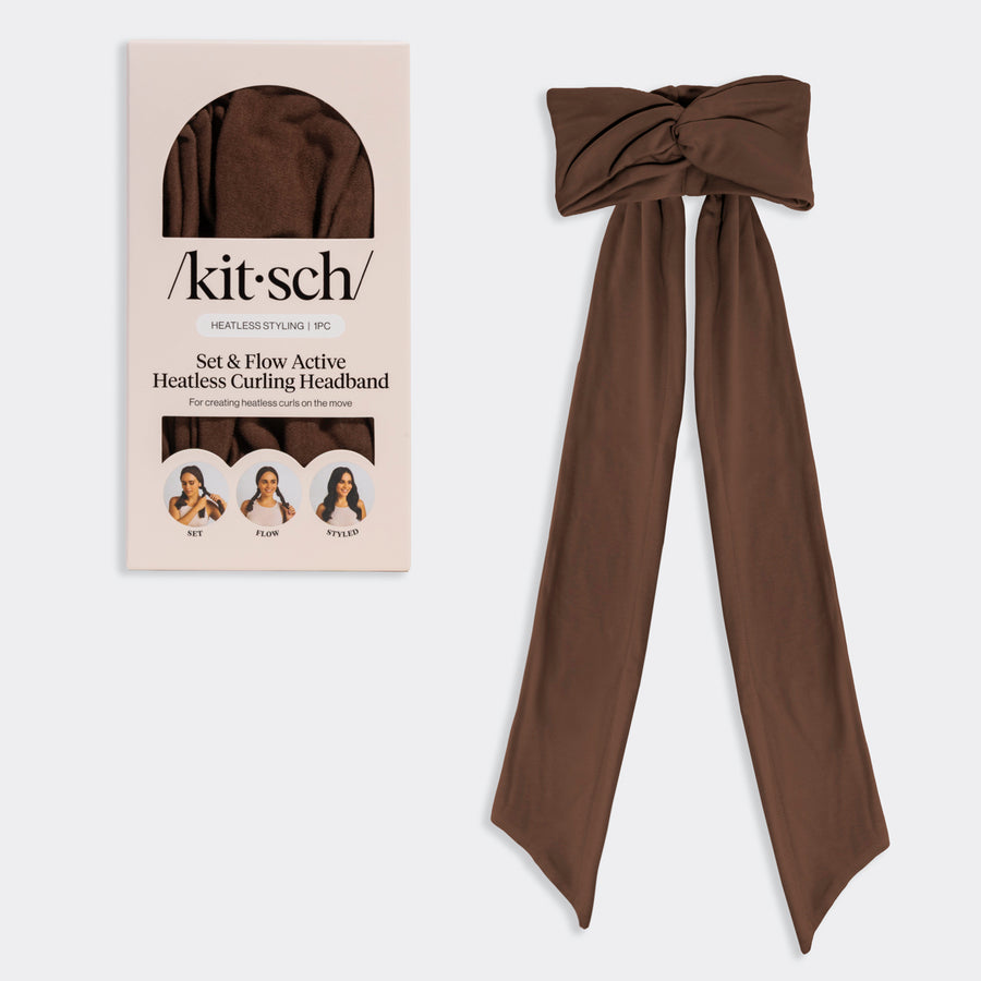 KITSCH Set & Flow Active Curling Headband Chocolate Brown