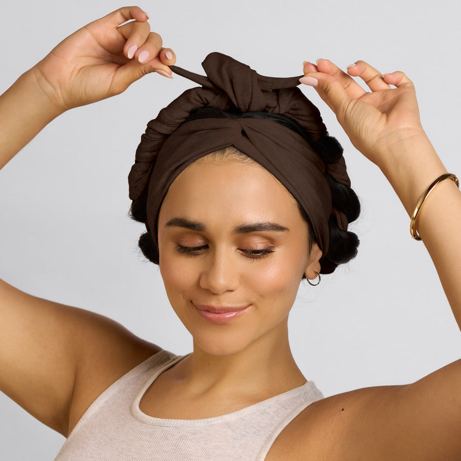 KITSCH Set & Flow Active Curling Headband Chocolate Brown