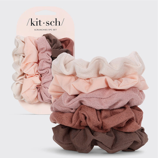 KITSCH TEXTURED 5pc SCRUNCHIES TERRA COTTA