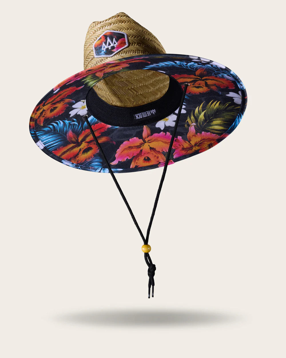 HEMLOCK HAT COMPANY UPF 50 STRAW HAT KAILUA HAWAIIAN FLORAL
