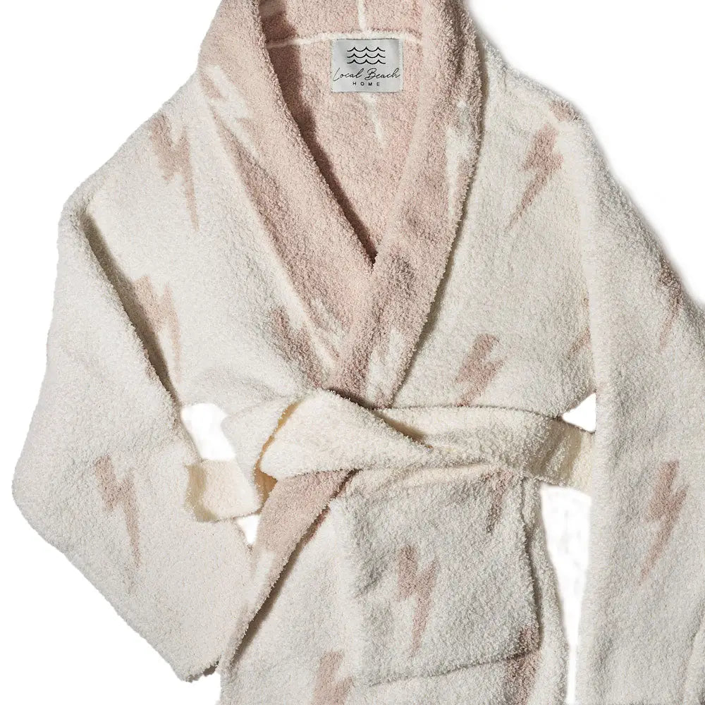 LOCAL BEACH LIGHTENING BOLT LUXE ROBE SAND/CREAM