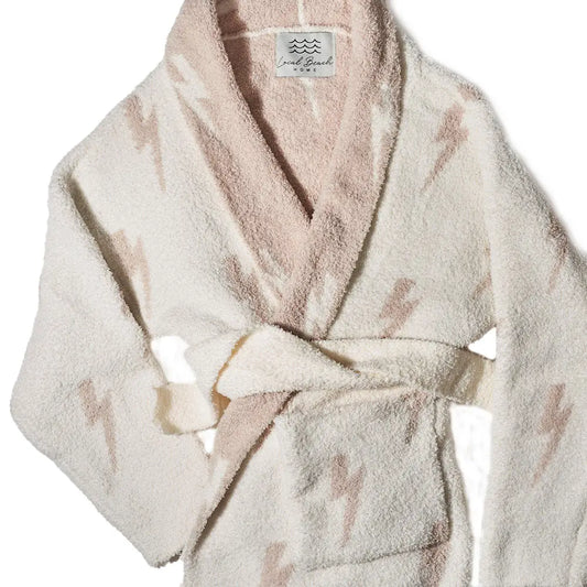 LOCAL BEACH LIGHTENING BOLT LUXE ROBE SAND/CREAM