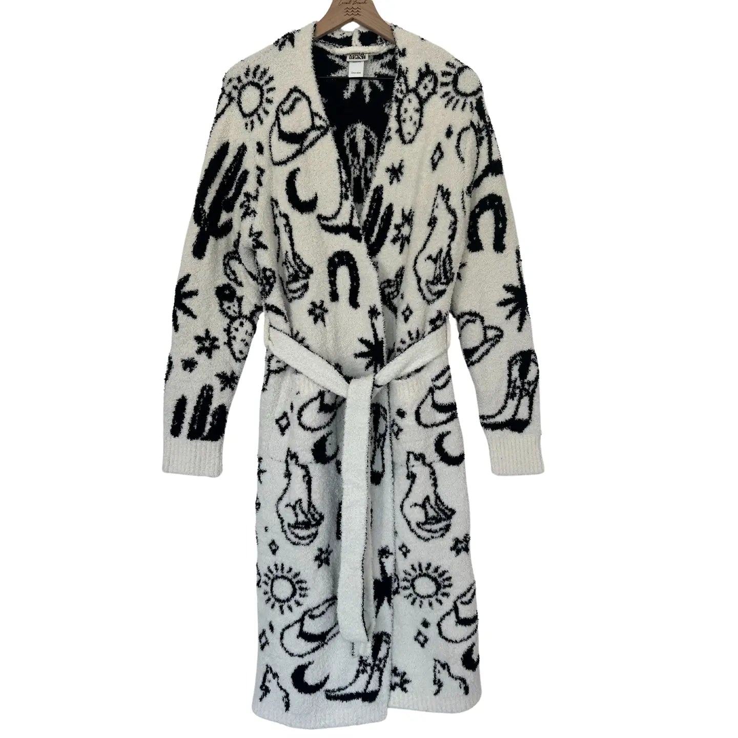 LOCAL BEACH WESTERN LUXE ROBE BLACK CREAM 