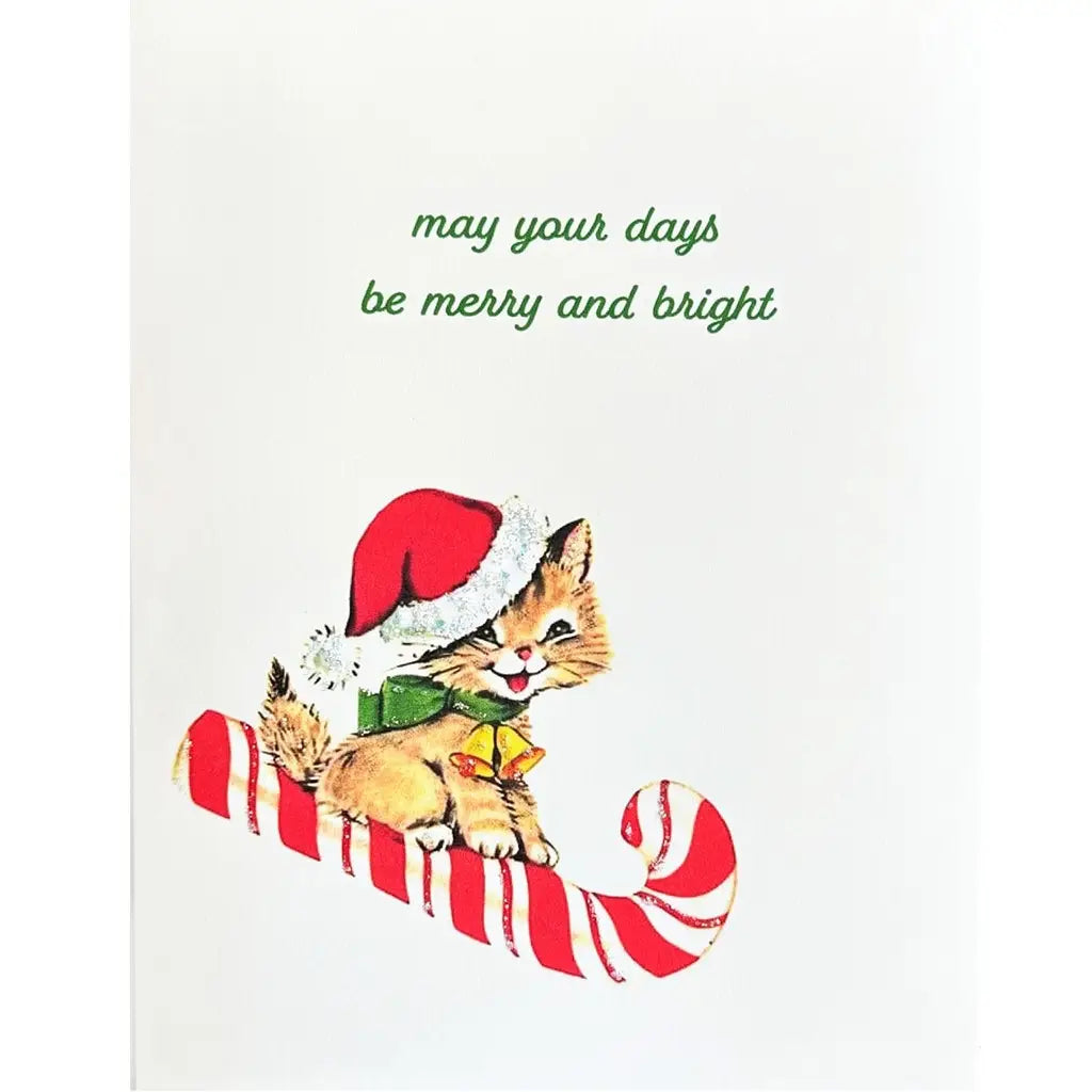 LUMIA Kitten Candy Cane Sleigh Holiday Card