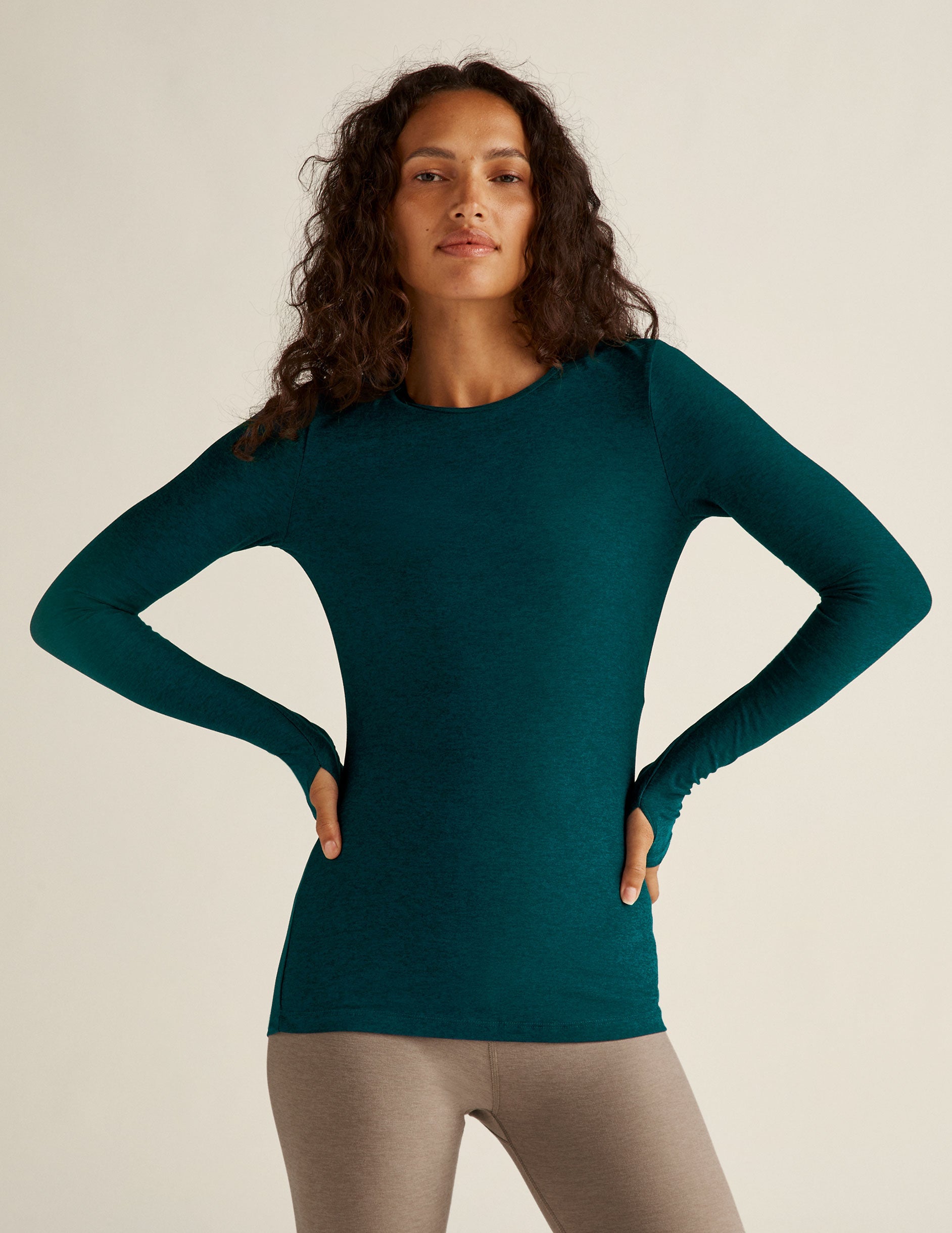 BEYOND YOGA CLASSIC CREW PULLOVER MAJESTIC BLUE HEATHER