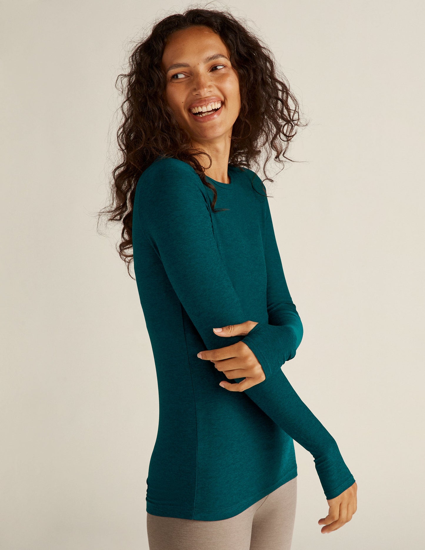 BEYOND YOGA CLASSIC CREW PULLOVER MAJESTIC BLUE HEATHER