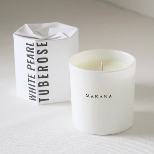 MAKANA CANDLE WHITE PEARL TUBEROSE E CANDLE  6.5 OUNCE NEW