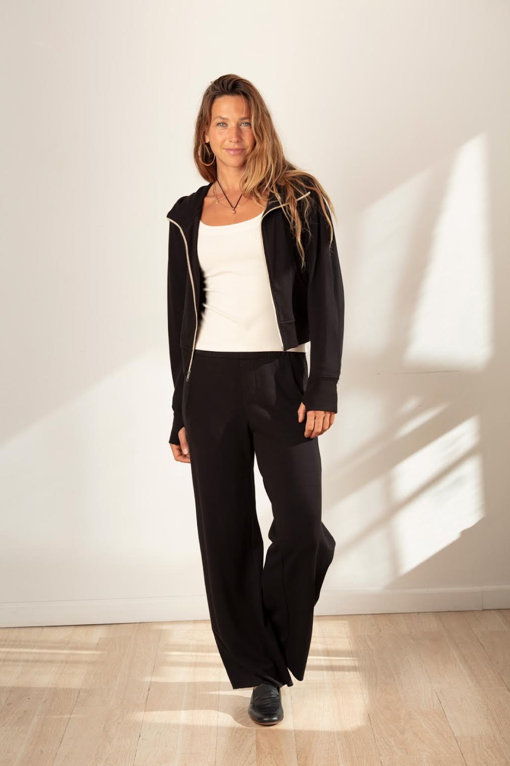 MILA ORGANIC BAMBOO FLEECE TERRY TROUSER BLACK