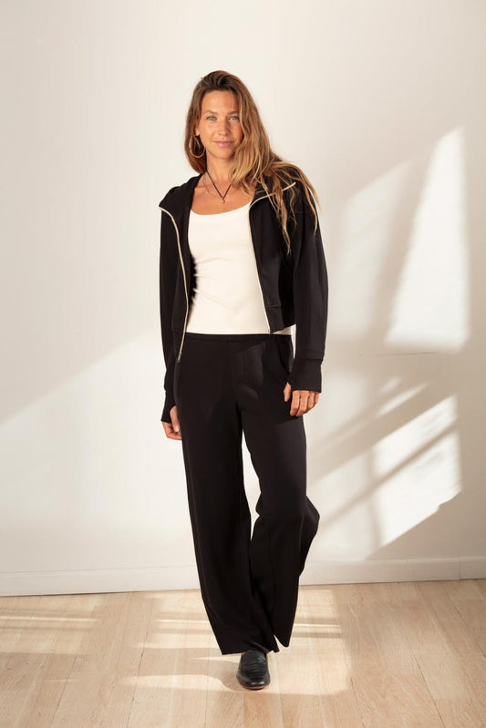 MILA ORGANIC BAMBOO FLEECE TERRY TROUSER BLACK