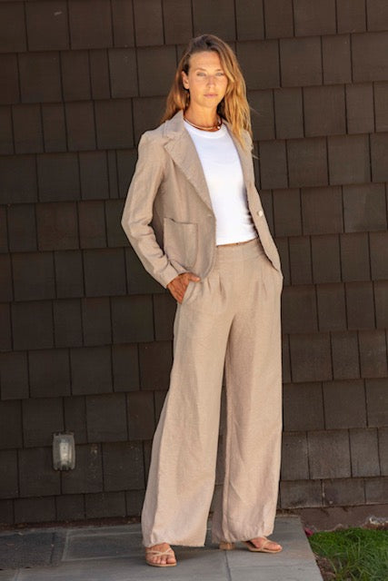 MILA ORGANIC LINEN PLEAT PANT SAND