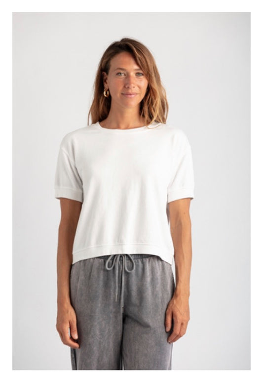 MILA SHORT SLEEVE SWEATSHIRT WHITE