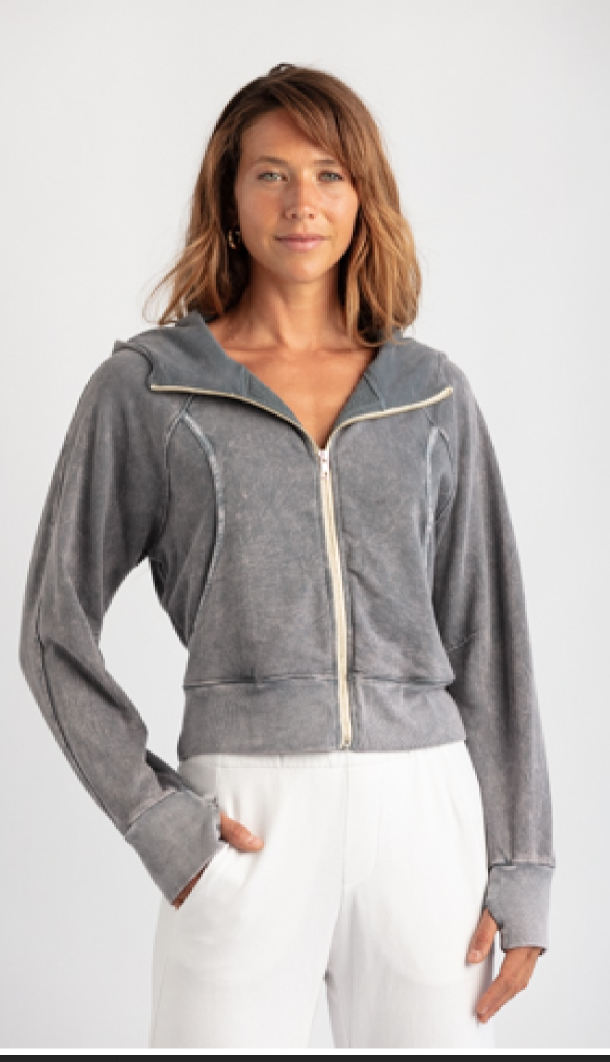 MILA SUSTAINABLE COTTO ZIP UP HOODIE MARBLE