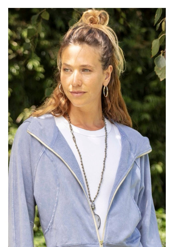 MILA ZIP UP FLEECE HOODIE PERIWINKLE