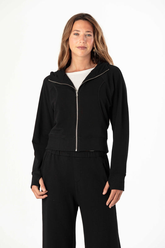 MILA ZIP UP HOODIE BLACK