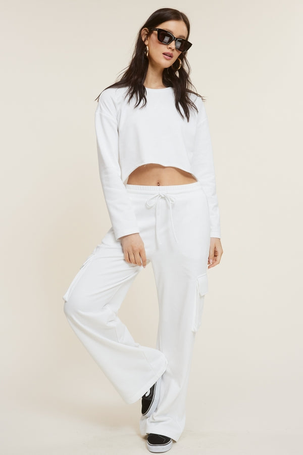 MIMOSA Cotton Essential Long Sleeve Knit Top Ivory