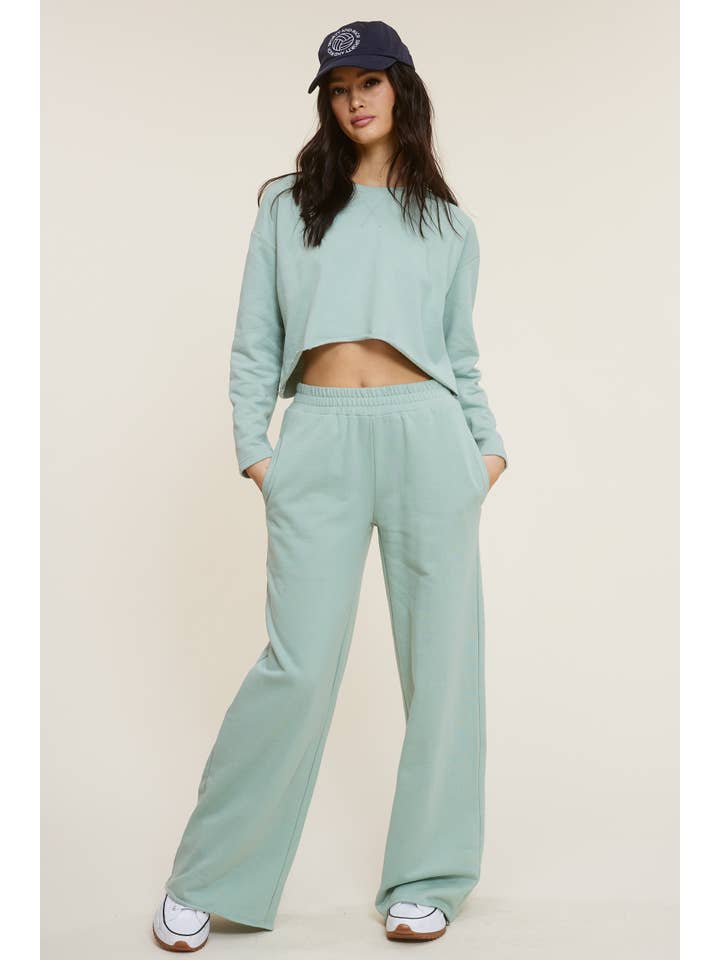 MIMOSA Cotton Essential Long Sleeve Knit Top Sage