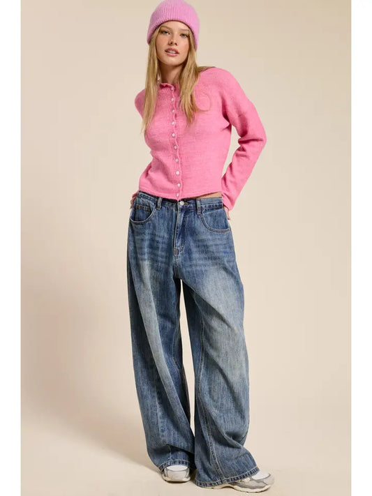 MIMOSA Essential Button Down Cardigan Barbie Pink