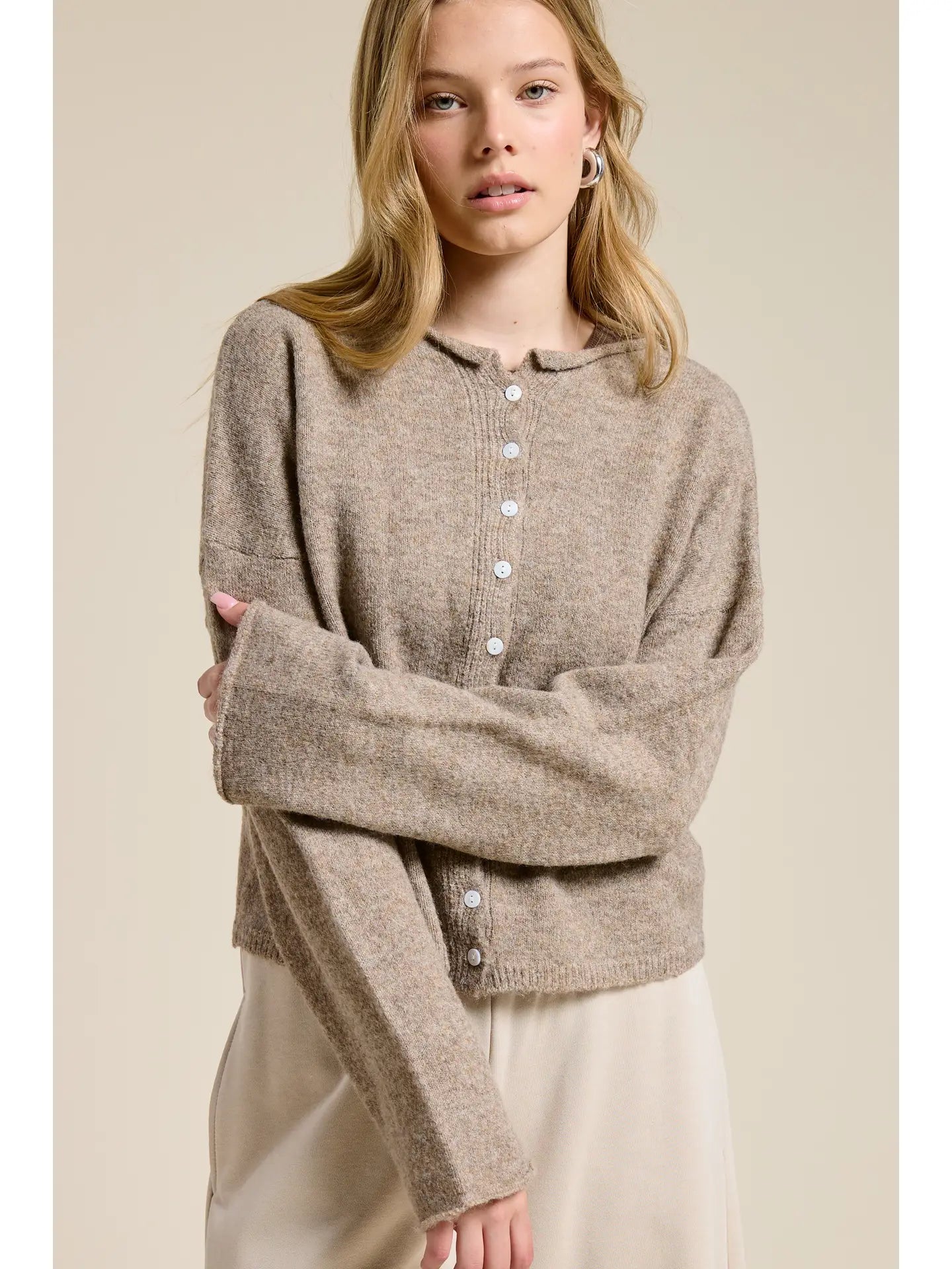 MIMOSA Essential Button Down Cardigan Mocha