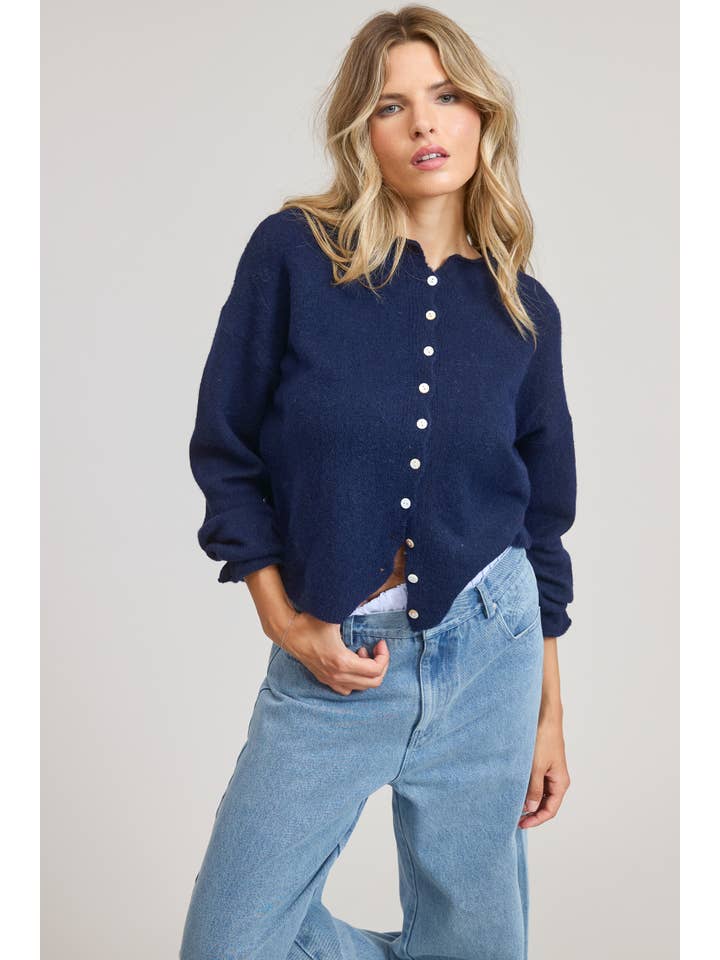 MIMOSA Essential Button Down Cardigan Navy