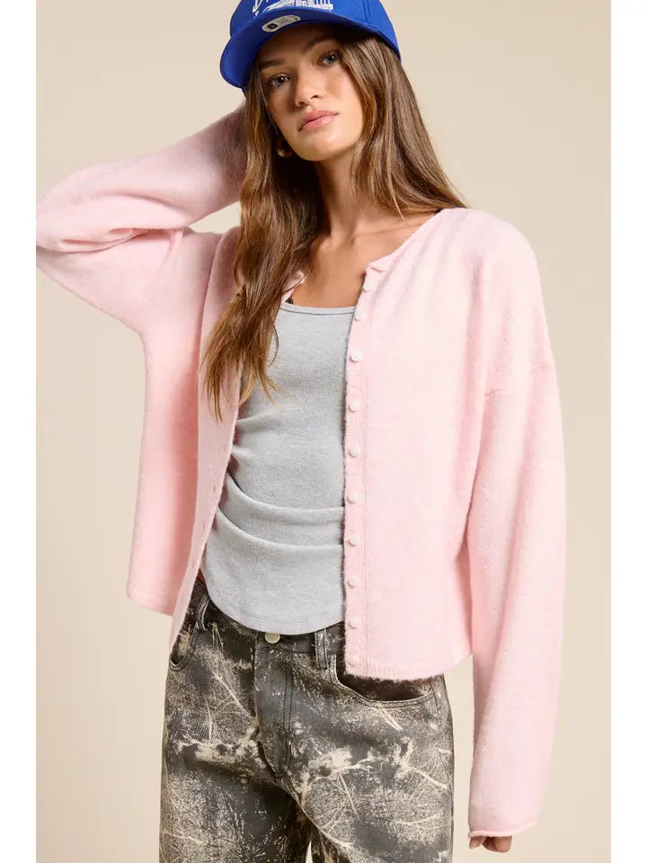 MIMOSA Essential Button Down Cardigan Sherbet Pink