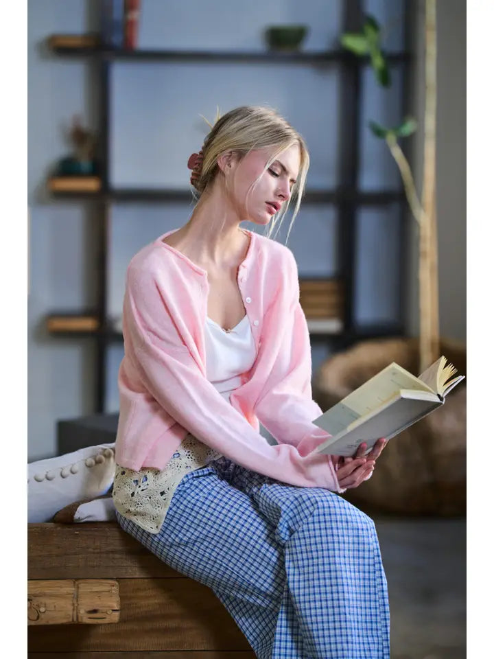 MIMOSA Essential Button Down Cardigan Sherbet Pink