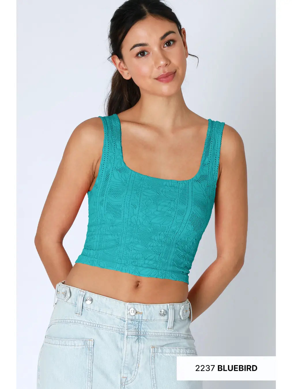 NIKIBIKI Double Lace Square Crop Top BLUEBIRD