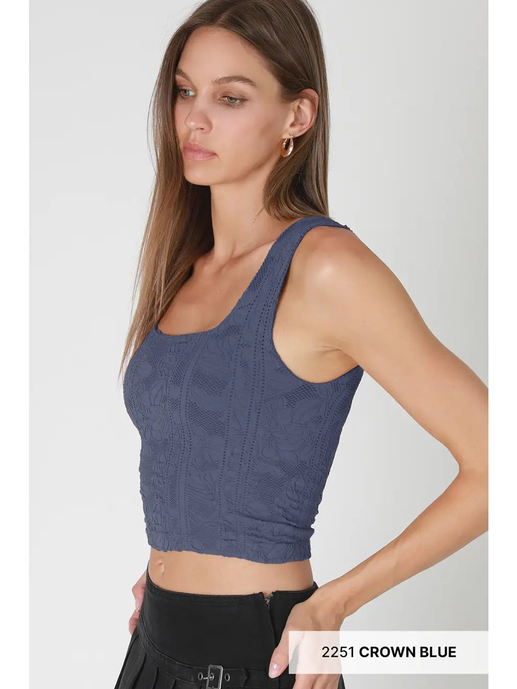 NIKIBIKI Double Lace Square Crop Top CROWN BLUE