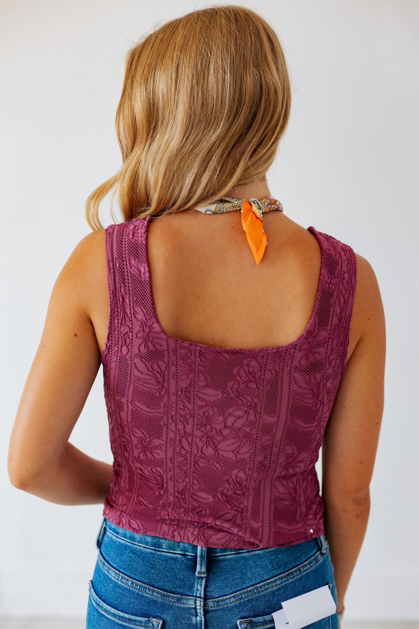 NIKIBIKI Double Lace Square Crop Top MULBERRY