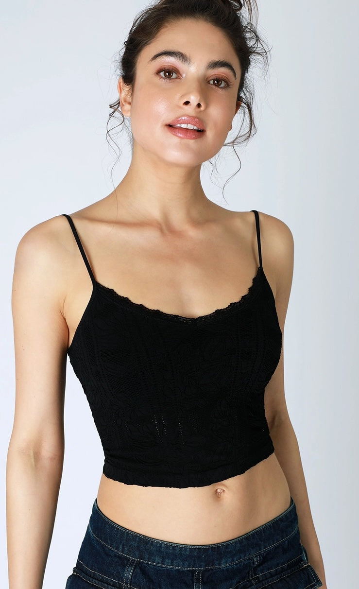 NIKIBIKI Double Lace Trim Cami Black