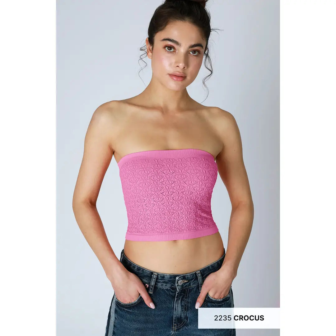 NIKIBIKI Floral Lace Tube Top CROCUS