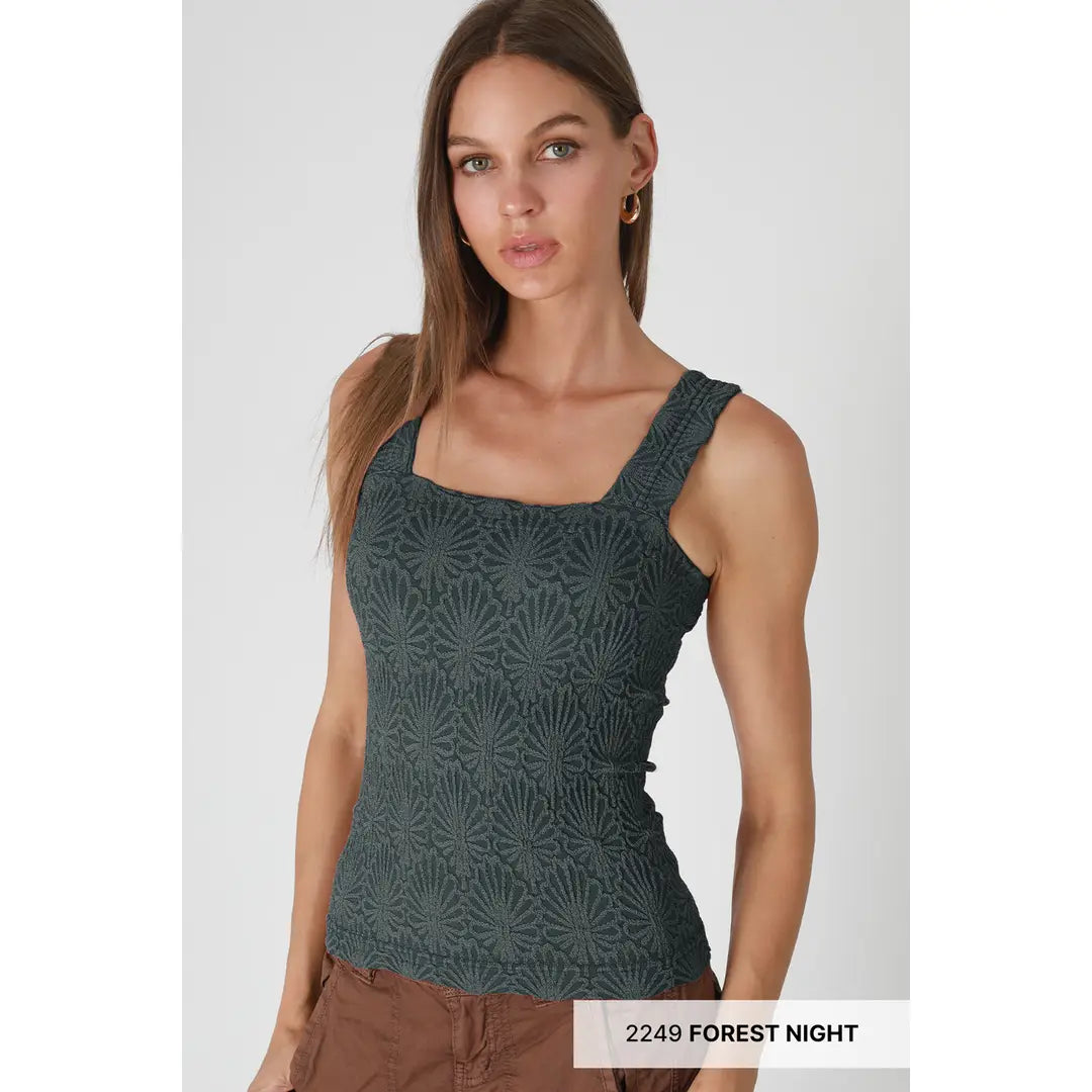 NIKIBIKI  Lace Textured Square Top Forest Night