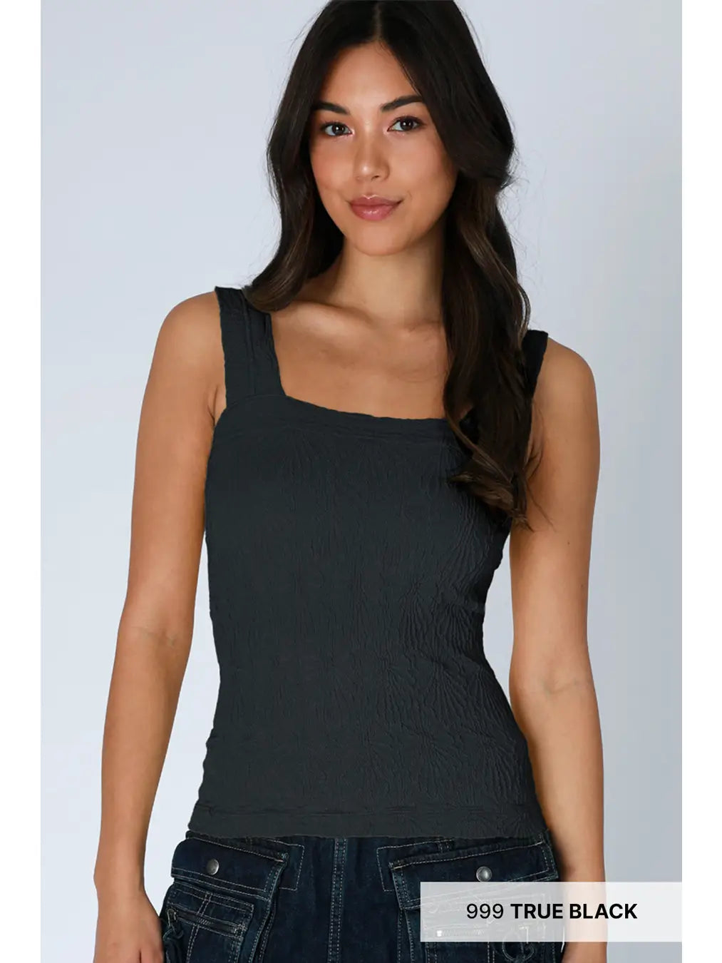 NIKIBIKI  Lace Textured Square Top True Black