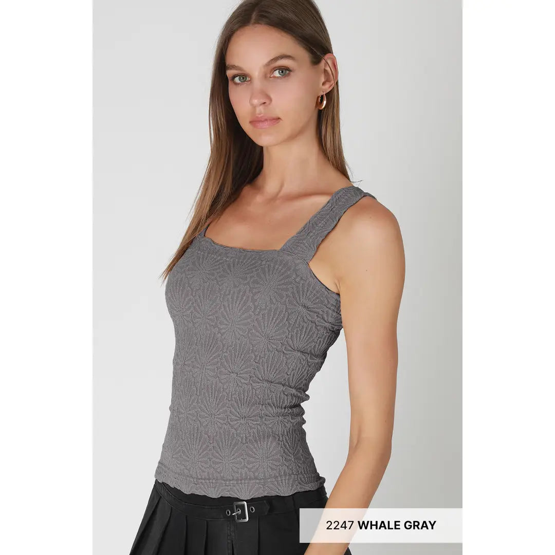 NIKIBIKI  Lace Textured Square Top Whale Gray