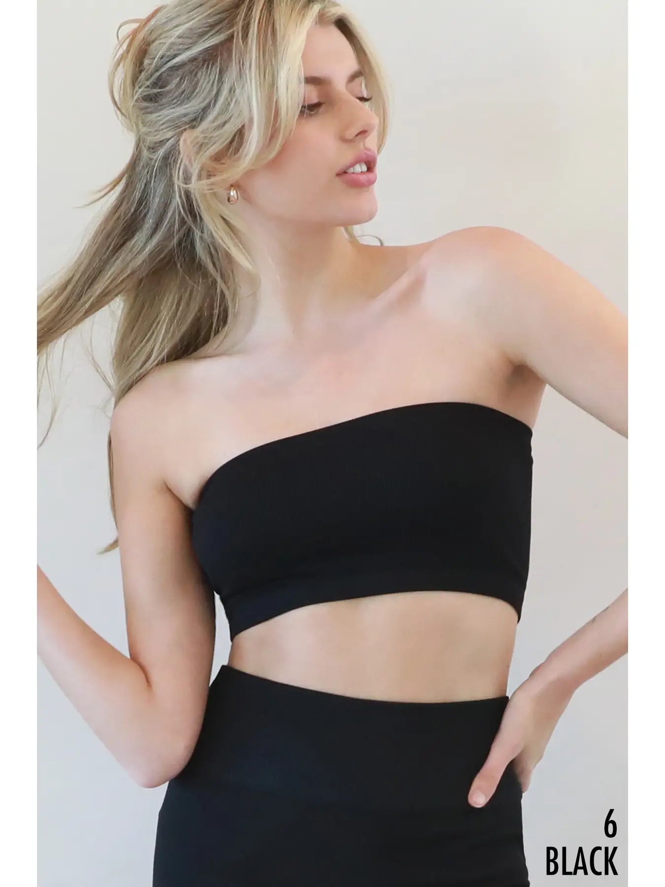 NIKIBIKI Ribbed Bandeau Top BLACK