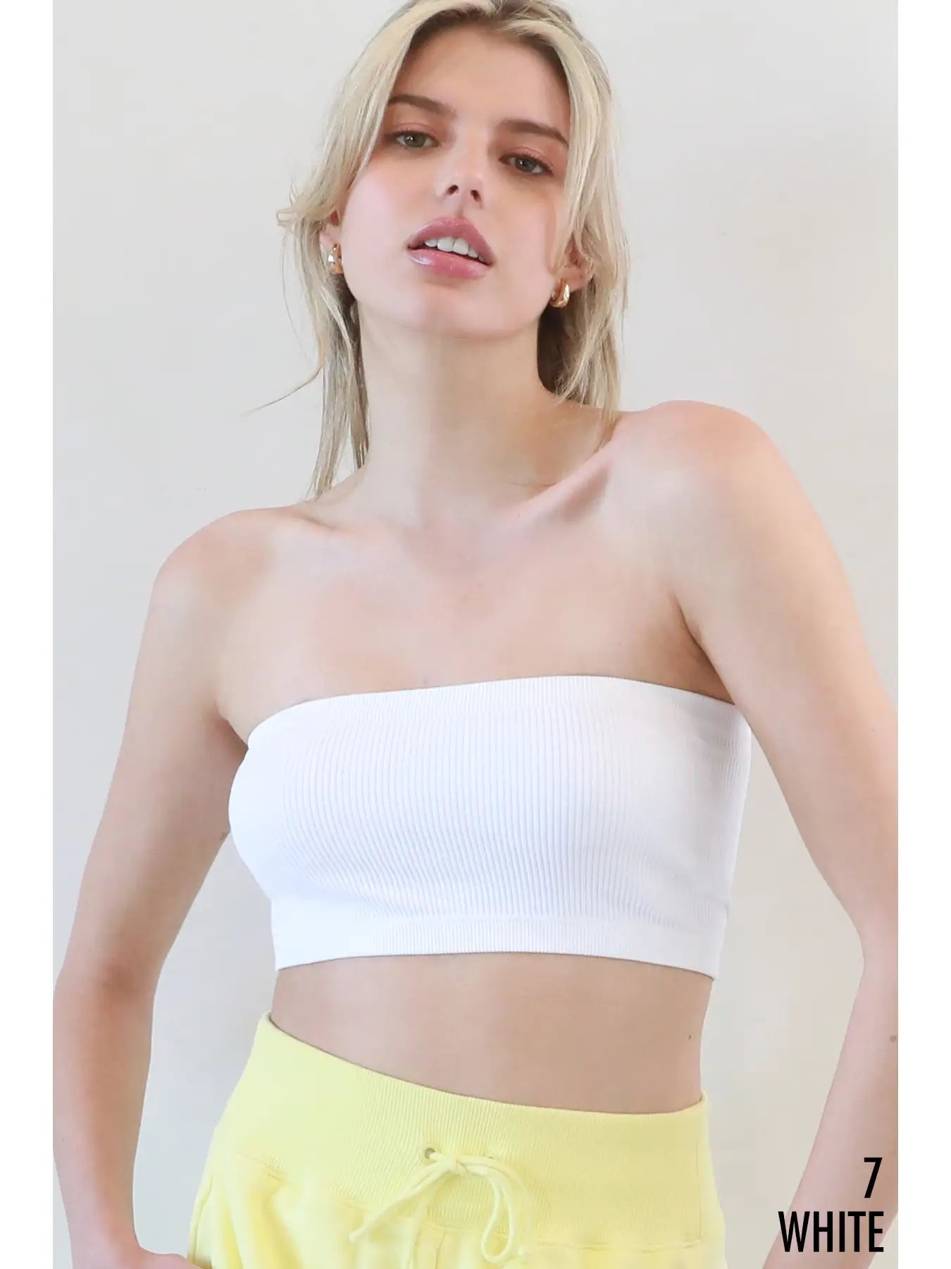 NIKIBIKI Ribbed Bandeau Top WHITE