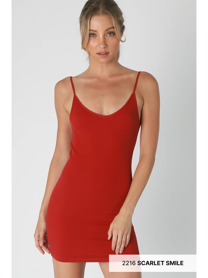 NIKIBIKI Ribbed Low Back Dress SCARLET SMILE