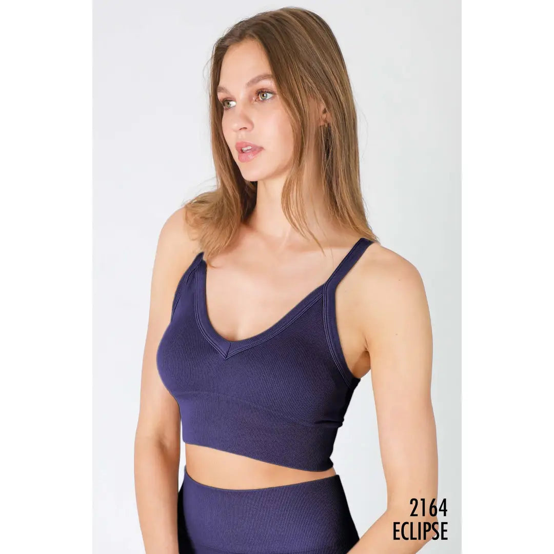 NIKIBIKI Ribbed V-Neck Bra Top ECLIPSE