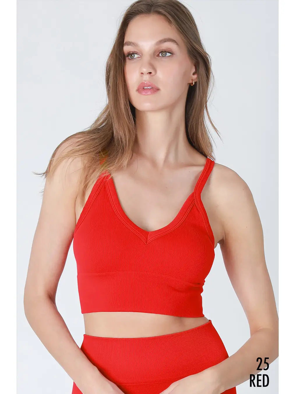 NIKIBIKI Ribbed V-Neck Bra Top RED