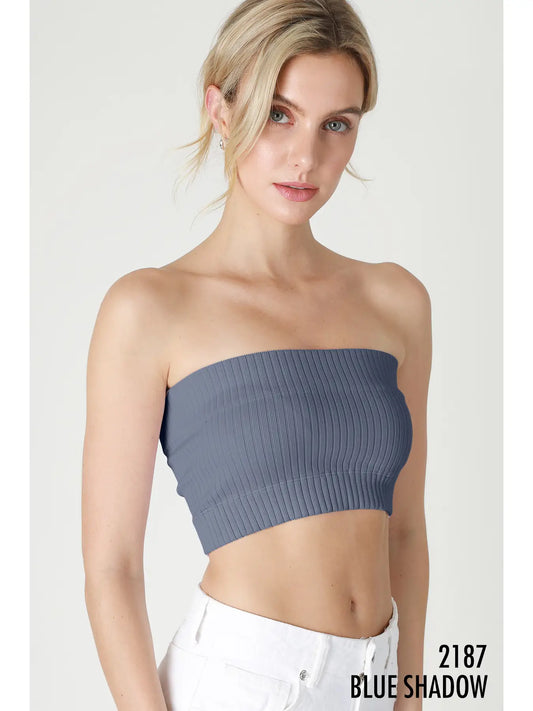 NIKIBIKI Wide Ribbed Tube Top BLUE SHADOW