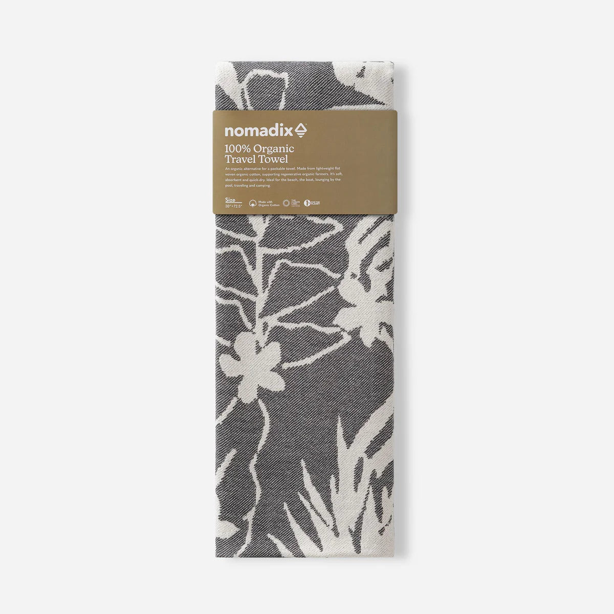 NOMADIX ORGANIC TRAVEL TOWEL RETRO PALMS BLACK