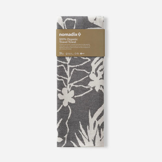 NOMADIX ORGANIC TRAVEL TOWEL RETRO PALMS BLACK